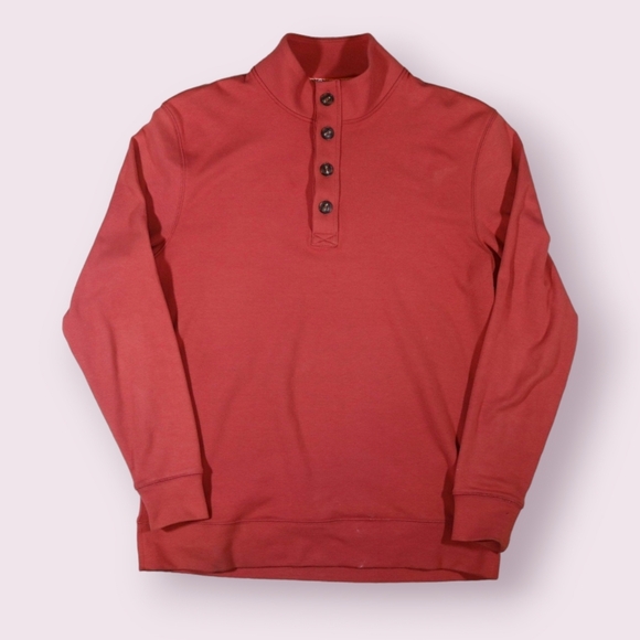 The Normal Brand Other - The Normal Brand Men's Sweater Button Popover Shirt Puremeso Medium Red